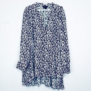 Lane Bryant plus size 24 black white floral shirt blouse